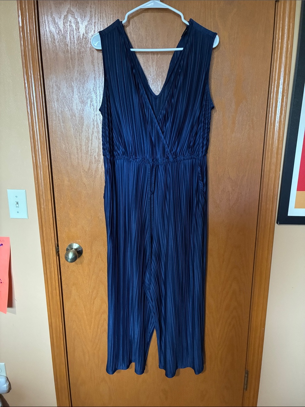 torrid Navy Sleeveless V-Neck Pleated Jumpsuit